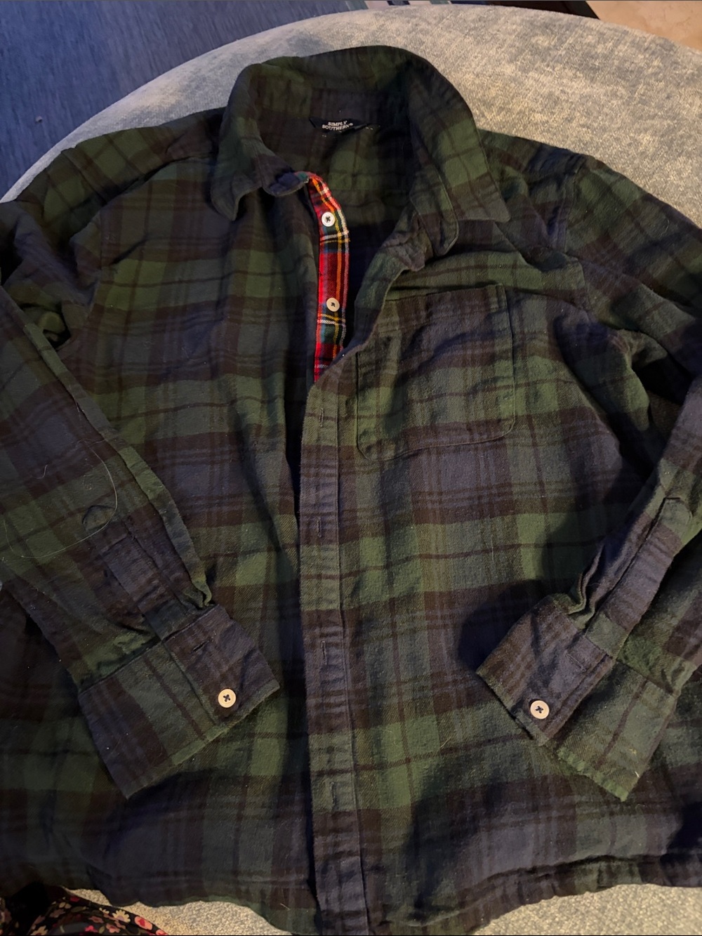 Simply Southern Green & Black Plaid Button-Down Shirt